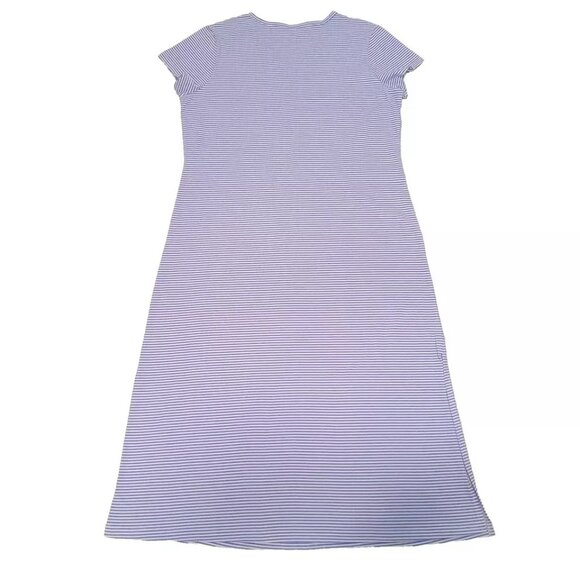 PINK Women's Cotton Short Sleeve Nightdress Striped V- Neckline Maxi Dress Sz M - Picture 4 of 5